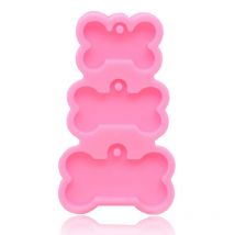 3-Cavities Dog Tag Bone Shaped Keychain Epoxy Resin Mold DIY Crafts Decorations Casting Tools Charm Jewelry Pendants Sil