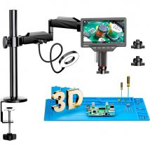 Elikliv EM3K-3D 7" 3D-Digitalmikroskop 3K-Lötmikroskop für Elektronik mit magnetischem Doppelobjektiv-Flexarmringlicht