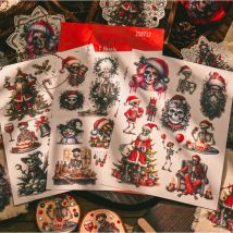 Retro Halloween Weihnachten Geist Skelett Rub-On Aufkleber mit Weihnachtsmütze Kleid für Scrapbooking Material Transfer Aufkleber
