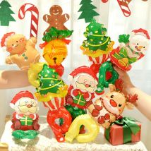 10Pcs Weihnachten Handgelenk Ballon Santa Claus Schneemann Elch Handgelenk Luft Ballon Weihnachten Party Dekorationen Navidad Neue Jahr Kinder Geschenke
