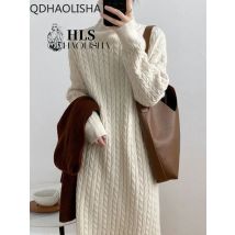 Winter Frauen Pullover Kleider koreanische Version lässig Pendler hohen Kragen lose verdickte warme Pullover langes Kleid Frauen kleider