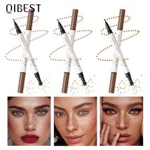 QIBEST Double-end Freckles Stamp Pen Makeup 2-IN-1 Freckle Seal Waterproof Face Concealer Contour Natural Freckle Pencil