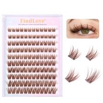 Braune Farbe, beliebte, hochwertige, selbstklebende Wimpernverlängerung, 3–4 Mal, wiederverwendbar, handgefertigt, große Kapazität, vergrößertes Doppelauge