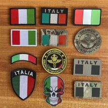 Toppe ricamate con applique per vestiti con emblema bandiera italiana, distintivi riflettenti per zaino italiano IR adesivi per bracciale tattico militare