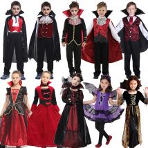 Umorden Bambini Bambino Costume da Vampiro Conte Dracula Cosplay Ragazzi Vampiriess per Ragazze Purim Halloween Party Fantasia Dress Up