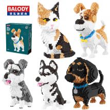 Balody Cartoon Teddy Corgi Collie Pet Dog Dachshund Cartoon Cat Model Mini klocki dla dzieci