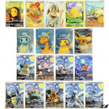 18Pcs/set DIY PTCG Van Gogh Museum Series Collection Cards Self Made Oil Painting Pikachu Eevee Mew Charizard Collection Cards