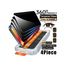 4Pcs 360° Privacy Tempered Glass for IPhone 17 16 15 14 13 12 11 Pro Max Plus XS XR Ant-spy Screen Protector Easy install Tool