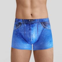 Mode Männer Denim Unterwäsche 3D Druck Jeans Stil Boxer Shorts Herren Cowboy U Konvexen Beutel Atmungs Eis Seide Unterhose Höschen