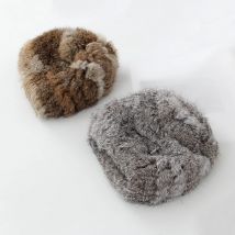 Winter echte Rex Kaninchen Pelzmütze Für Frauen Dicke Gestrickte Kappe Mützen Pelzmütze Senden Geschenk Gute Qualität Neue Ohr Schutz Hut