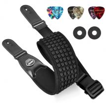 LEKATO 3D-Schwamm-Gitarrengurt, LGS-1, verstellbare Füllung, E-Gitarrengurt, Bassgürtel, 8,9 cm breit, mit 6 Plektren