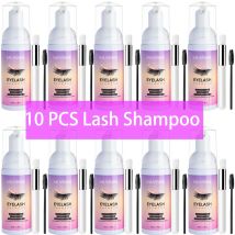 5/10PCS 50ML Wimpern Verlängerung Shampoo Schaum Mousse Kit Schnelle Make-Up Kleber Entfernung Schaum Set Tiefen Reinigung mit Pinsel Für Frauen
