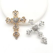 5PCS 64*56MM Metall Kreuz Strass DIY Handgemachte Nähen Anhänger Tasten für Schmuck Kleidung Hochzeit Decortion Zubehör
