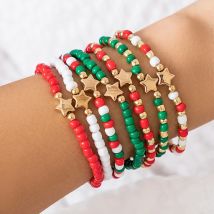 Multi-Layer Christmas Bracelets Letters Santa Claus Tree Deer Crystal Soft Clay Beaded Bangle For Women Men Jewelry Holiday Gift
