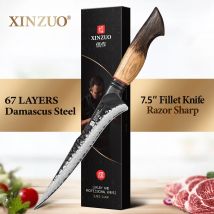 Luxuriöses XINZUO 7-Zoll-Filetmesser aus Damaststahl, 67-lagige geschmiedete Klinge, bequemer Griff, perfekt für die Fischverarbeitung