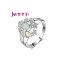 925 Sterling Silver  Rings Australian Fire Opal Ring Wedding Engagement Promise Statement Anniversary Ring Size 6-9