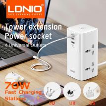 LDNIO Tower Power Strip Multi Tap Cube 70W Type C Fast Charger 2m Extension Cable Network Filter Electric Plug Tee Socket 220v