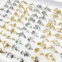 20/50 teile/los Großhandel neue Mix Größe Edelstahl Fingerringe für Frauen Mann Silber Farbe Blitz Liebe Form Schmuck Party