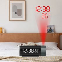 Cyfrowy budzik projekcyjny z temperaturą 180 ° Obrotowy elektroniczny stół USB Zegary nocne do sypialni Funkcja drzemki ściennego 3D