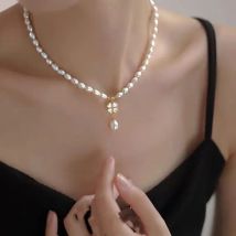Neue Stil Elegante Glück Blume Hohe Qualität 100% Natürliche Süßwasser Perle 14K Gold Gefüllt Damen Anhänger Halskette Schmuck geschenke
