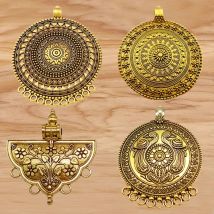 3-teiliges Antikgold/Silber, große Tribal-Mehrstrang-Blumen-Verbindungsanhänger, Anhänger für die Herstellung von Halsketten und Schmuck