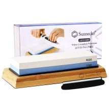 Sunnecko Professional Schleifstein-Kit für Messer Doppelseite Körnung Schleifstein schärfer rutsch feste Bambus Basis winkel führung