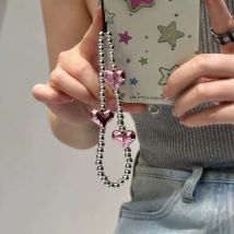 Mädchenhaftes 3D-Herz-Telefon-Lanyard im Ins-Stil: Einfaches neues Design, tragbares Anti-Verlust-Lanyard mit Hand-/Handgelenkschlaufe