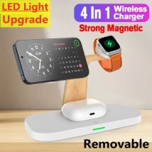 4-in-1 magnetischer kabelloser Ladeständer für iPhone 16 15 14 13 Pro Max Apple Watch 1-9 AirPods Schnellladestation Telefonhalter