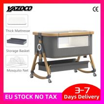Babybett, 3-in-1-Babybett, Nachttischbett, Baby-Laufstall, 0–3 Jahre, Kind, multifunktional, zusammenklappbar und hebend, mit Moskitonetz und Rad