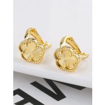 Metal Shell New Design Ear Clip Women's Five Leaf Flower Plum Blossom Jewelry Gold Plated Temperament Gift Clover