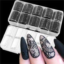 10 rotoli di pizzo bianco e nero foglio di trasferimento per unghie fiore 2.5x50 cm cielo stellato fiori di pizzo trasferimento di lamina decalcomanie forniture per punte per unghie fai da te