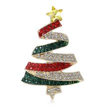 Beaut&Berry Luxury Rhinestone Christmas Tree Brooches for Women Plant Pins Friends Party Gifts Banquet Jewellery Accessories