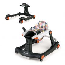 Girello pieghevole 2 in 1, regolabile in altezza, camminatore con musica e luce, ausilio per la corsa con anticollisione e antiscivolo, camminatore