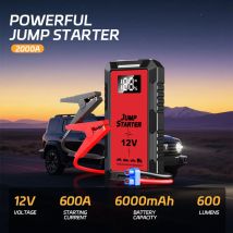 Accumulatori e caricabatterie di riserva 2000A Avviatore di emergenza Caricatore portatile Booster per auto Dispositivo di avviamento automatico 12V Avviatore per batteria per auto di emergenza