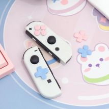 Geeks hare Cat Paw Silikon Abxy Key Buttons Kappen Set kompatibel mit Nintendo Switch/Oled, Pink & Blue