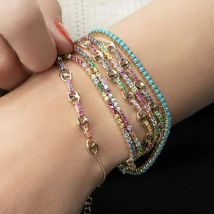 2026 New Gold COLOR Colorful Round Cz Charm Connector Rainbow Zircon Paved For Women Party Punk Hip Hop Bracelet Jewelry