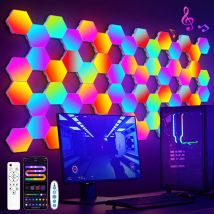 RGB Inteligentna sześciokątna lampa ścienna Zmiana koloru Nastrojowe światło nocne DIY Kształt Muzyka Rytm APP Do pokoju gier Sypialnia Inteligentna