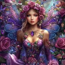 Evershine 5D DIY Diamond Mosaic Woman Portrait Suitable For Beginners Flower Diamond Painting Butterfly Home Decoration
