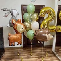 13szt Złoty 32-calowy Balon Foliowy z Numerem Zwierzęcym Dekoracje Urodzinowe Dzieci Chłopiec