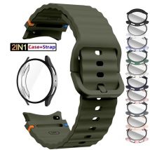 Case+Strap for Samsung Galaxy Watch 7 6 5 4 40mm 44mm Silicone official Band PC Protector Cover Bumper Accessorie Galaxy Watch 7
