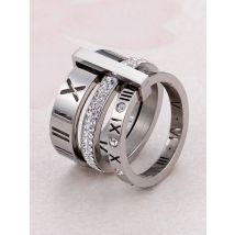 High Quality Roman Numeral Ring For Women Fashion Stainless Steel Zircon Shell Wedding Band Luxury Jewelry Accessories Gift