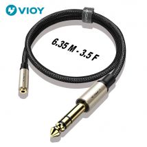 6.35 To 3.5 Headphone Adapter 6.35mm TRS Male To 3.5mm Female Stereo Jack Audio Extension Cable for Amp Guitar Mixer Speaker Etc