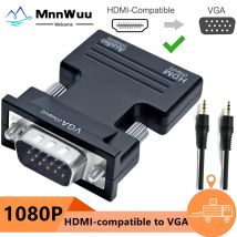 Convertitore HD 1080P compatibile HDMI-VGA con cavo audio da 3,5 mm Adattatore femmina-VGA maschio compatibile HDMI per PC portatile TV Box