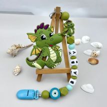 Benutzerdefinierte Englisch Russische Silikon Buchstabe Name Baby Drache Silikon Perlen Anhänger Schnuller Clips Ketten Beißring Baby Kawaii Geschenke