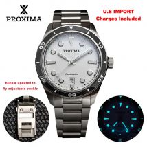 Proxima PX1697 39mm męski zegarek biała emaliowana tarcza Bubble Sapphire PT5000 SW200 automatyczne mechaniczne zegarki vintage 20Bar Luminous