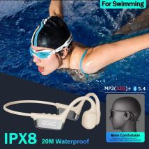 Cuffie a conduzione ossea Auricolare wireless Bluetooth 5.4 IPX8 impermeabile per il nuoto Supporto sportivo Lettore MP3 con 32G RAM