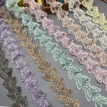 1Yard 3D 2-Layer Butterfly Lace Colorful Flowers Pearl Lace Trim Embroidered  Ribbon Fabric Handmade Sewing Craft Wedding Dress