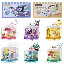 DIY 6Styles Sanrio Genuine Original Box Building Blocks Assembly Model Figure Toy Cinnamoroll Kitty Kuromi Children's Gift