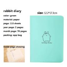 Cute Rabbit Diary Notebook Kawaii Cartoon Journal Planner Agenda Notepad for School Student Note Book Gift Stationery PU Covers