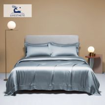 Liv-Esthete Edle 100 % Seide Bettwäsche Set Blau Grau Sommer Bettbezug Kissenbezug Bettlaken Bettbezug Doppel King Queen Sets
